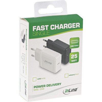 InLine® USB PD Netzteil Ladegerät Single USB-C, Power Delivery, 25W, weiß (Produktbild 3)