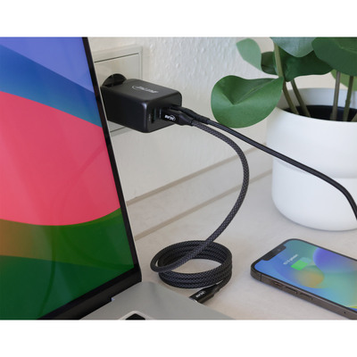 InLine® USB PD Netzteil, GaN Ladegerät, 3-Port, Dual USB-C + USB-A, 65W, schwarz (Produktbild 3)