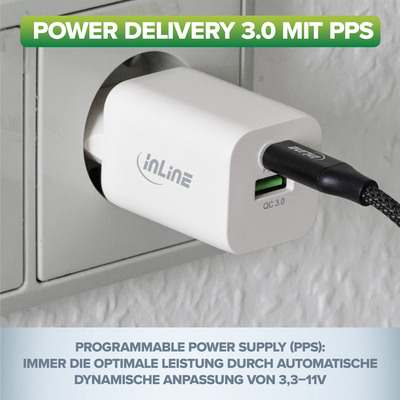 InLine® Power Delivery + Quick Charge USB Netzteil, 33W, USB-A + USB-C, schwarz  (Produktbild 5)