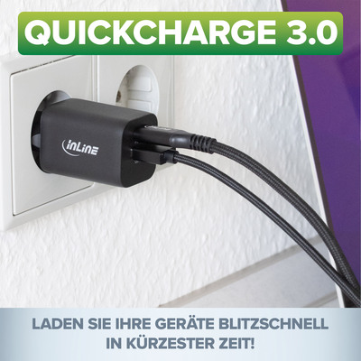 InLine® Power Delivery + Quick Charge USB Netzteil, 33W, USB-A + USB-C, schwarz (Produktbild 6)