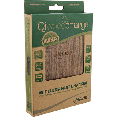 InLine® Qi woodcharge, wireless fast charger, 5/7,5/10W/15W, USB-C (Produktbild 3)