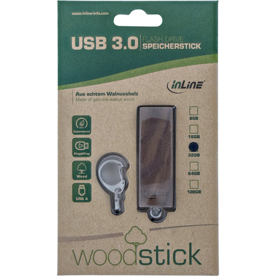 InLine® woodstick USB 3.0 Speicherstick, Walnuss, 128GB  (Produktbild 5)