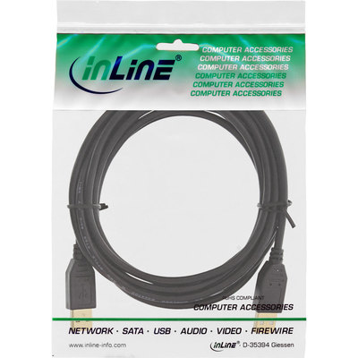InLine® USB 2.0 Kabel, A an A, schwarz, Kontakte gold, 3m (Produktbild 11)