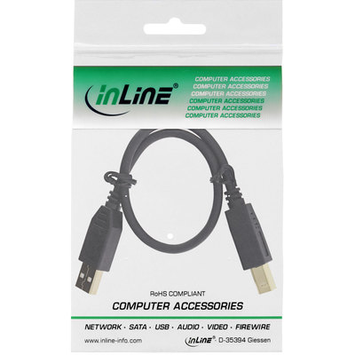 InLine® USB 2.0 Kabel, A an B, schwarz, Kontakte gold, 0,3m (Produktbild 11)