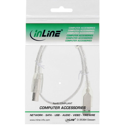 InLine® USB 2.0 Kabel, A an B, transparent, mit Ferritkern, 0,5m (Produktbild 11)