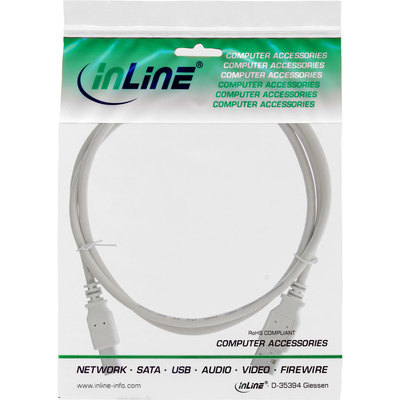 InLine® USB 2.0 Kabel, A an B, beige, 1m (Produktbild 11)