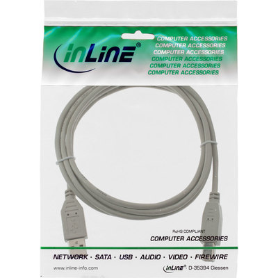 InLine USB 2.0 Kabel, A an B, beige, 5m (Produktbild 11)