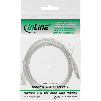 InLine USB 2.0 Kabel, A an B, transparent, 2m (Produktbild 11)