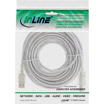 InLine® USB 2.0 Kabel, A an B, transparent, 10m (Produktbild 11)