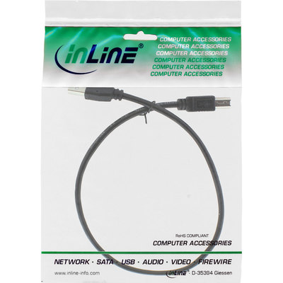 InLine® USB 2.0 Kabel, A an B, schwarz, 0,3m (Produktbild 11)