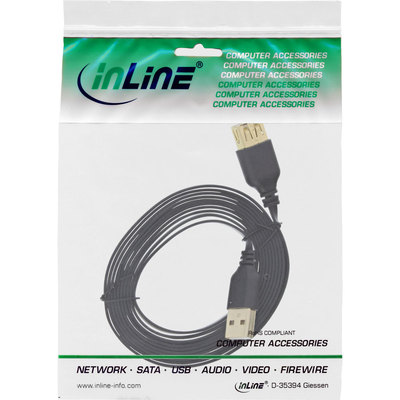 InLine USB 2.0 Flachkabel Verlängerung, A Stecker / Buchse, schwarz, Kontakte gold, 1m (Produktbild 11)