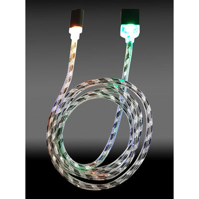 LC-Power LC-C-USB-MICRO-1M-8 USB A zu Micro-USB Kabel, schwarz/silber beleuchtet, 1m (Produktbild 3)