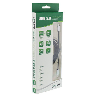 InLine USB 2.0 Kabel, Typ C Stecker an Micro-B Stecker, schwarz/Alu, flexibel, 1,5m (Produktbild 11)