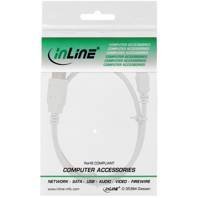 InLine® USB 2.0 Mini-Kabel, USB A Stecker an Mini-B Stecker (5pol.), weiß, 0,5m