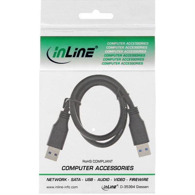 InLine USB 3.0 Kabel, A an A, schwarz, 0,3m (Produktbild 11)