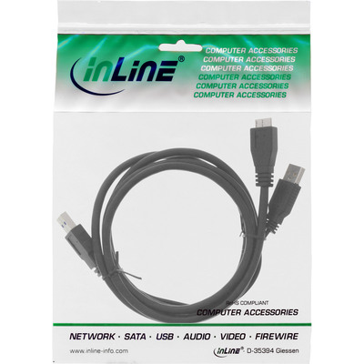 InLine® USB 3.0 Y-Kabel, 2x A an Micro B, schwarz, 2m (Produktbild 11)