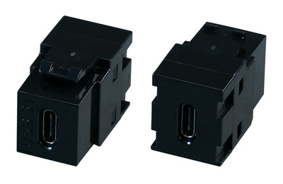 Keystone Adapter USB3.2 schwarz -- Typ-C-Buchse/C-Buchse 10Gbit/s, 60W, EB560 (Produktbild 1)
