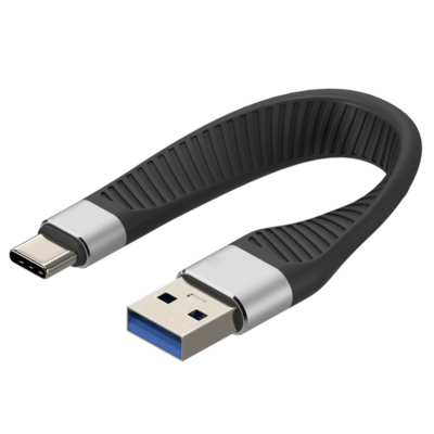 Techly USB-C Stecker auf USB-A Stecker -- kurz, flaches FPC Schnellladekabel, ICOC-USBC-FL-U322 (Produktbild 1)