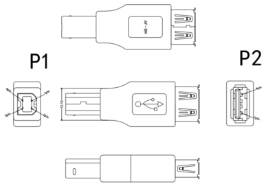 USB-Adapter 2.0 -- Buchse A - Stecker B, EB443V2 (Produktbild 1)