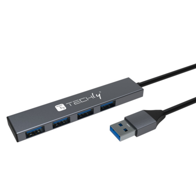 Techly USB-A 3.2 Hub 4x USB-A Slim 5Gbit/s -- , IUSB32-HUB4A-4U3SL (Produktbild 1)