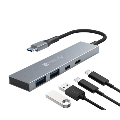 Techly USB3.2 Slim Hub 2x USB-A und 2x USB-C -- , IUSB32C-HUB4AC (Produktbild 1)