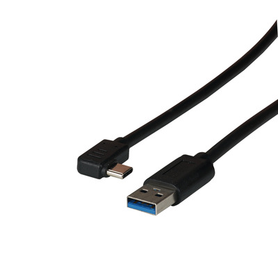 USB 3.2 Gen1 5Gbit 3A Kabel, Typ-A -- ,Stecker - Typ-C Stecker 90°, 0,5 m, EBUSBC-USBC5GAK.0,5 (Produktbild 1)
