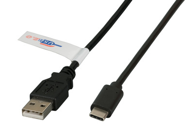 USB2.0 Anschlusskabel A-C St.-St., 0,5m -- schwarz, Premium, K5258SW.0,5 (Produktbild 1)