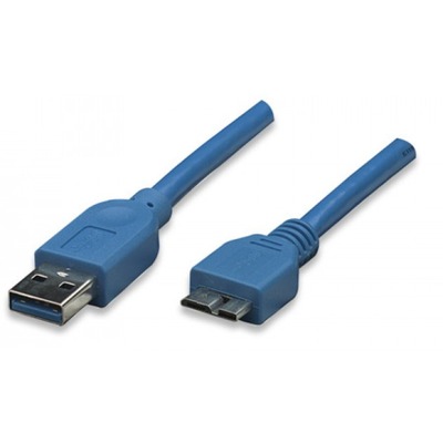 USB3.0 Anschlusskabel Stecker Typ A - -- Stecker Micro B, Blau 0,5 m, ICOC-MUSB3-A-005 (Produktbild 1)