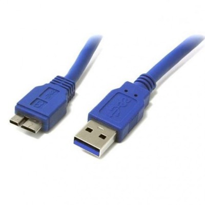 USB3.0 Flachkabel Stecker Typ A - -- Stecker Micro B, Blau 0,5 m, Flachkabel