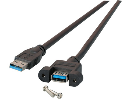 USB3.0 Verlängerungskabel -- A-A,St.-Einbaubuchse 0,5m schwarz, K5265SW.0,5 (Produktbild 1)