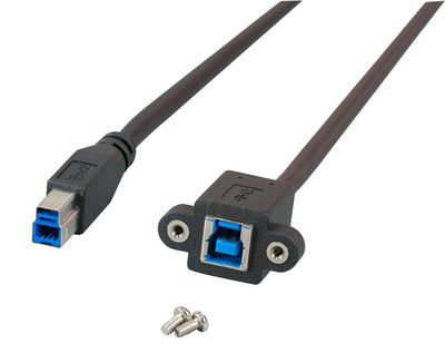 USB3.0 Verlängerungskabel -- B-B,St.-Einbaubuchse 0,5m schwarz, K5264SW.0,5 (Produktbild 1)