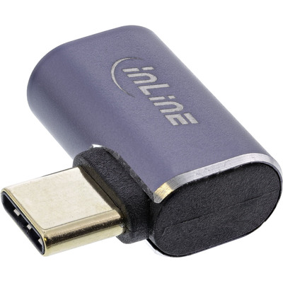 InLine USB4 Adapter, USB Typ-C Stecker/Buchse rechts/links gewinkelt, Aluminium, grau (Produktbild 2)