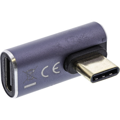 InLine® USB4 Adapter, USB-C Stecker/Buchse vertikal rechts/links gewinkelt, Aluminium, grau (Produktbild 2)