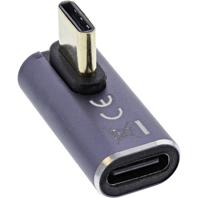 InLine® USB4 Adapter, USB-C Stecker/Buchse vertikal rechts/links gewinkelt, Aluminium, grau (Produktbild 3)