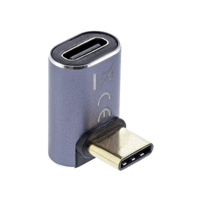 InLine® USB4 Adapter, USB-C Stecker/Buchse oben/unten gewinkelt, Aluminium, grau (Produktbild 2)