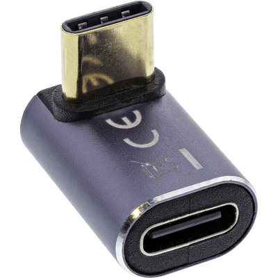 InLine® USB4 Adapter, USB-C Stecker/Buchse oben/unten gewinkelt, Aluminium, grau (Produktbild 3)
