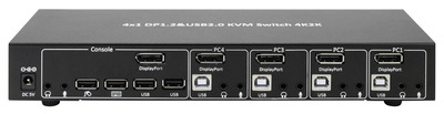 KVM-Switch DisplayPort 1.2, 4-Port, mit -- Hub und Audio, IDATA-DP-KVM4 (Produktbild 1)