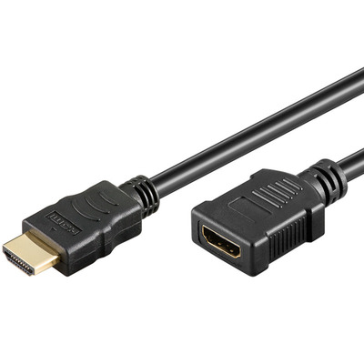 HDMI High Speed Verlängerungskabel mit -- Ethernet Stecker/Buchse, schwarz, 1,8 m, ICOC-HDMI-EXT018 (Produktbild 1)