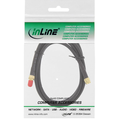 InLine® WLAN Kabel, R-SMA-Stecker auf R-SMA-Kupplung, 1m