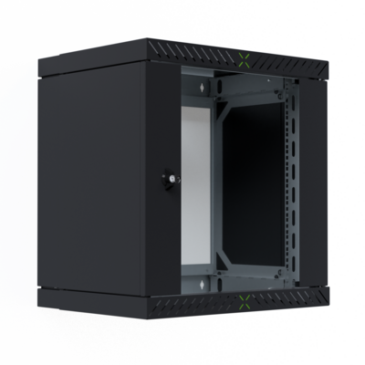 Wandgehäuse X-Rack mit Glastür 400-600mm -- 12HE schwarz RAL9005, WGX-1206TS.G1 (Produktbild 1)