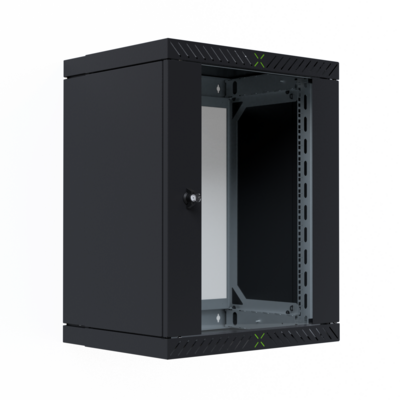 Wandgehäuse X-Rack mit Glastür 400-600mm -- 15HE schwarz RAL9005, WGX-1506TS.G1 (Produktbild 1)