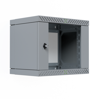 Wandgehäuse X-Rack mit Glastür 400-600mm -- 9HE grau RAL7035, WGX-0906GR.G1 (Produktbild 1)