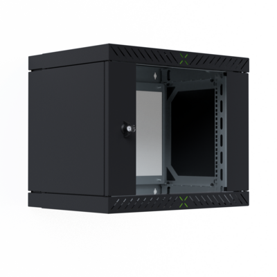 Wandgehäuse X-Rack mit Glastür 400-600mm -- 9HE schwarz RAL9005, WGX-0906TS.G1 (Produktbild 1)