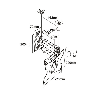 InLine® Wandhalterung für TFT/LCD/LED/Plasma, 58-107cm (23-42), max. 30kg (Produktbild 2)