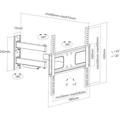 InLine® Wandhalterung, für Display 81-140cm (32-55), max. 50kg (Produktbild 2)