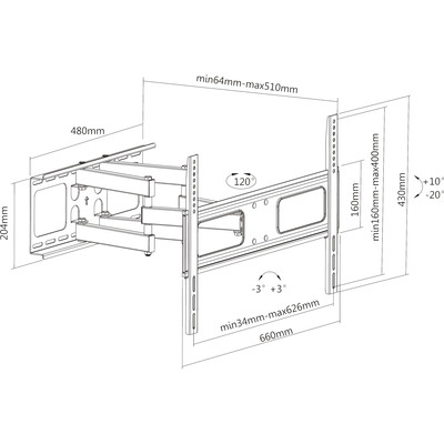 InLine® Wandhalterung, für Display 94-178cm (37-70), max. 50kg (Produktbild 2)