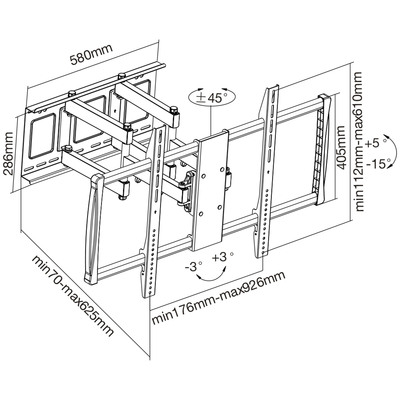 InLine® Wandhalterung, für TFT/LCD/LED/Plasma 152-254cm (60-100), max. 80kg (Produktbild 2)