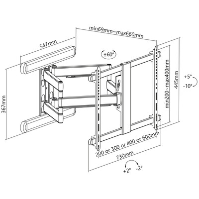 InLine® Premium Aluminium Wandhalterung, für Flach-TV (37-80), weiß (Produktbild 6)