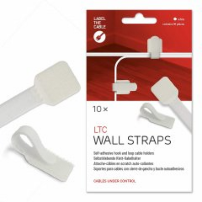 LTC WALL STRAPS Selbstklebende Klettkabelhalter -- 10 Stück Set weiß, LTC-3120 (Produktbild 1)