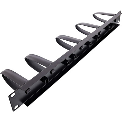 InLine® 19 Kabelführungspanel, 9 Kunststoffbügel abnehmbar, RAL 9005, schwarz (Produktbild 2)